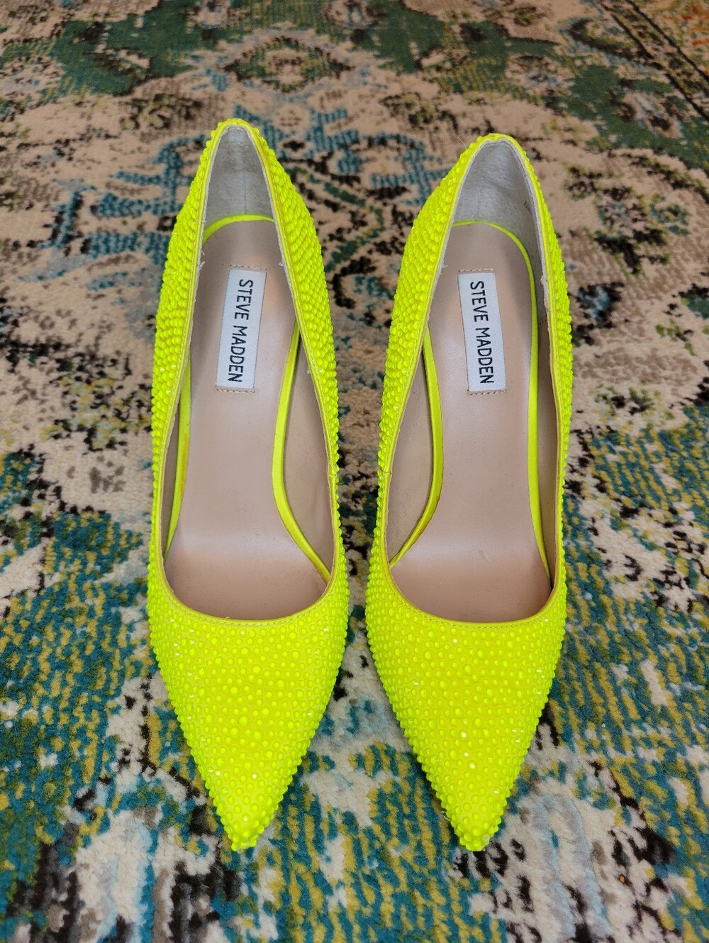 Steve Madden Daisie Rhinestone Stiletto Pumps In Citron Yellow, Size Womens 8.5 - Picture 2 of 7